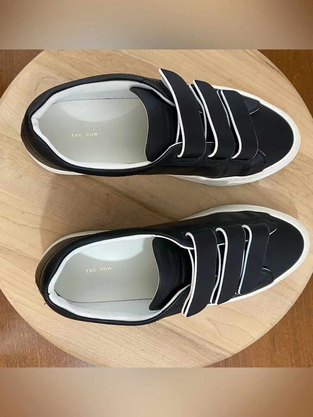 The Row Dean Sneaker Low Top Strap Black Leather White Women’s EU 38 US 8 Casual - Picture 15 of 16